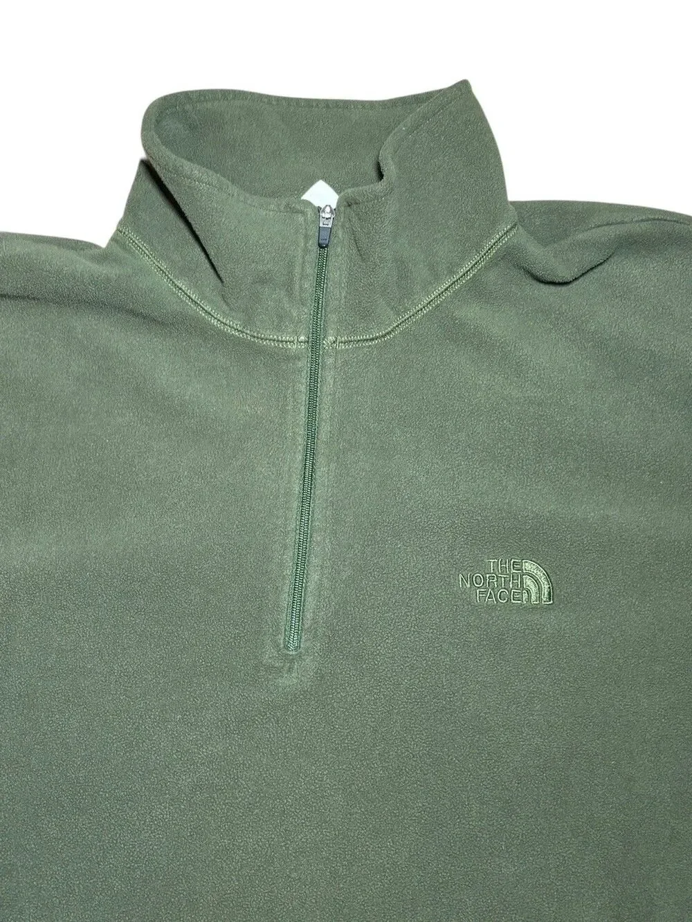 The North Face TKA 100 Men’s LG Olive Green 1/4-Zip Fleece Pullover Sweater